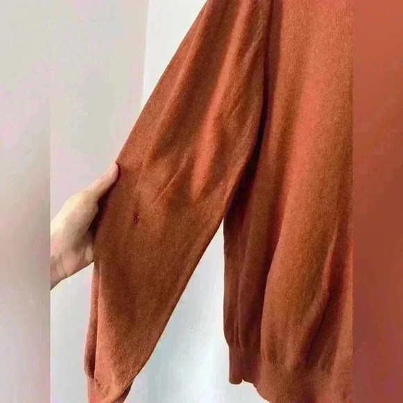 Sebastian Cooper Men’s Rustic Orange Cotton Cashmere  Timeless Sweater Medium - Picture 5 of 13